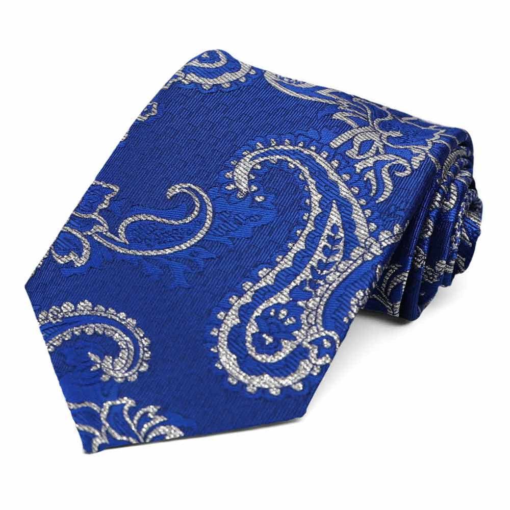 Royal Blue and Silver Kilburn Paisley Necktie