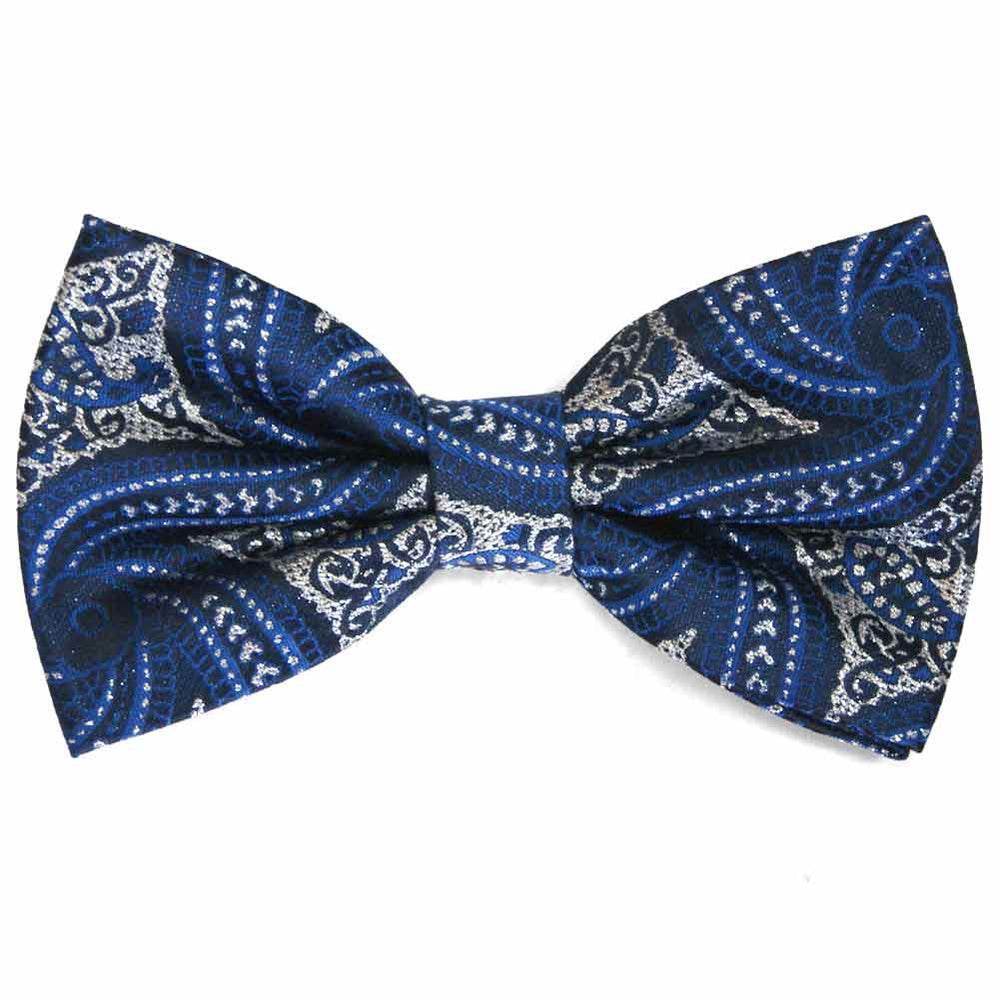 Royal Blue and Silver Chadwick Paisley Bow Tie