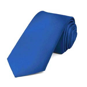 Royal Blue Slim Solid Color Necktie, 2.5" Width