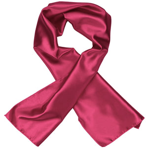 Women's ruby red solid scarf, crossed over itself