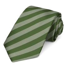 Load image into Gallery viewer, Sage formal striped tie, rolled view
