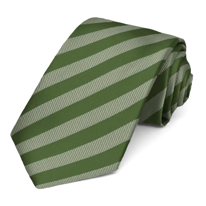 Sage formal striped tie, rolled view