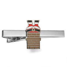 Load image into Gallery viewer, A silver tie bar with santa up on the rooftop.