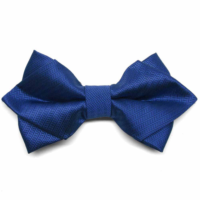 Sapphire Blue Herringbone Diamond Tip Bow Tie