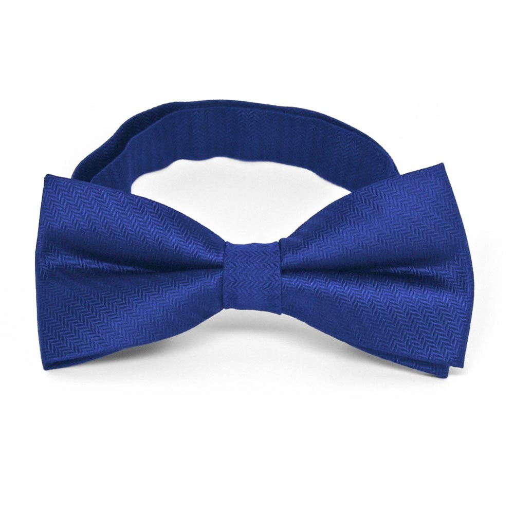 Sapphire Blue Herringbone Silk Bow Tie