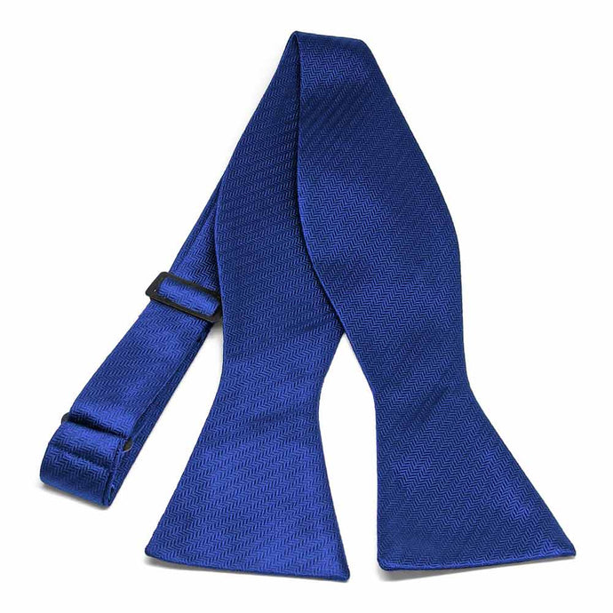 Sapphire Blue Herringbone Silk Self-Tie Bow Tie