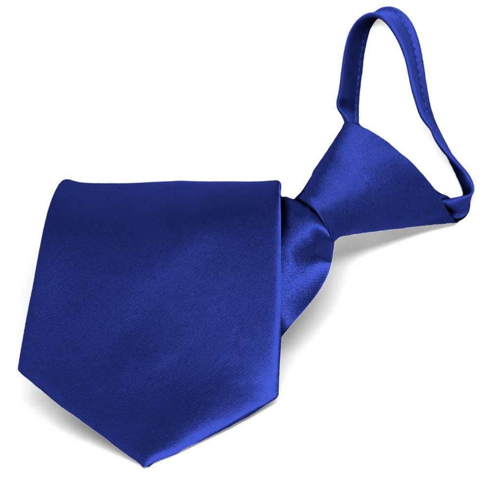 Sapphire Blue Solid Color Zipper Tie