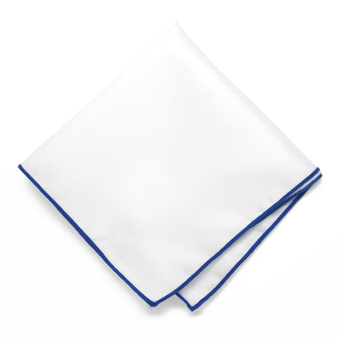 Sapphire Blue Tipped White Pocket Square