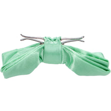 Load image into Gallery viewer, The side view of a seafoam solid color clip-on bow tie