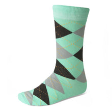 Load image into Gallery viewer, Men&#39;s Seafoam and Gray Argyle Socks