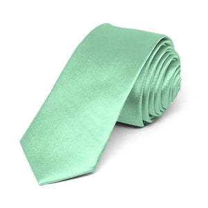Seafoam Skinny Solid Color Necktie, 2" Width
