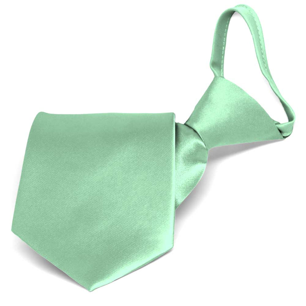 Seafoam Solid Color Zipper Tie