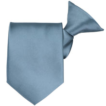 Load image into Gallery viewer, A serene blue clip-on tie, folded to display the pre-tied knot and tip of the tie