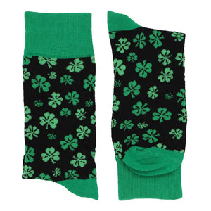Pair of men's green and black shamrock novelty socks