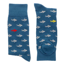 Load image into Gallery viewer, Men&#39;s blue socks with shark pattern