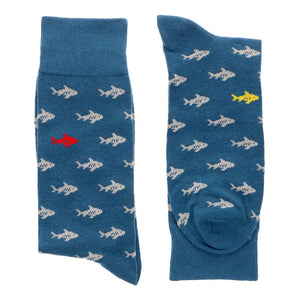 Men's blue socks with shark pattern