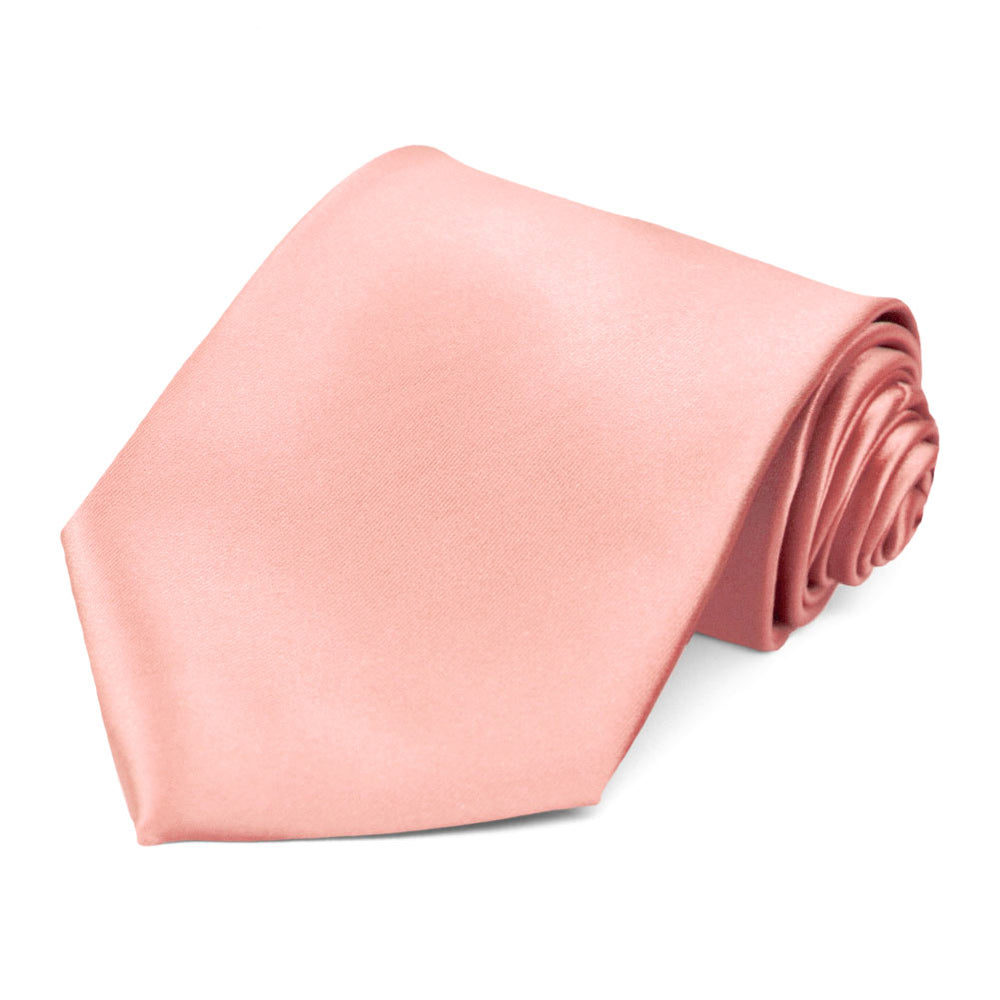 Men's necktie in a peachy pink shell pink color