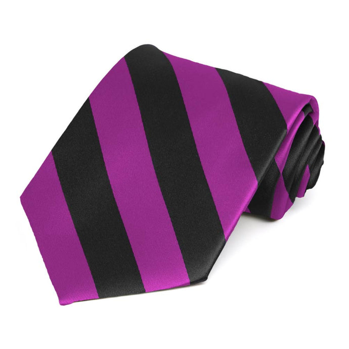 Shocking Violet and Black Striped Tie