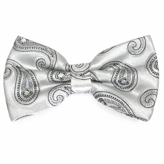 Silver Berkshire Paisley Bow Tie