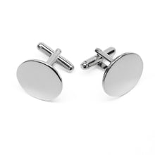 Load image into Gallery viewer, Silver background cufflinks with a round silver face.