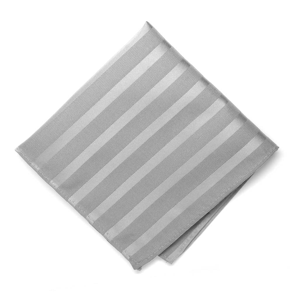 Silver Elite Striped Pocket Square