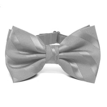 Load image into Gallery viewer, Silver Elite Striped Bow Tie
