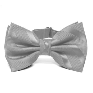 Silver Elite Striped Bow Tie