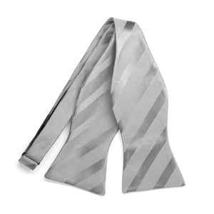 Silver Elite Striped Self-Tie Bow Tie