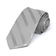 Load image into Gallery viewer, Silver Elite Striped Slim Necktie, 2.5&quot; Width