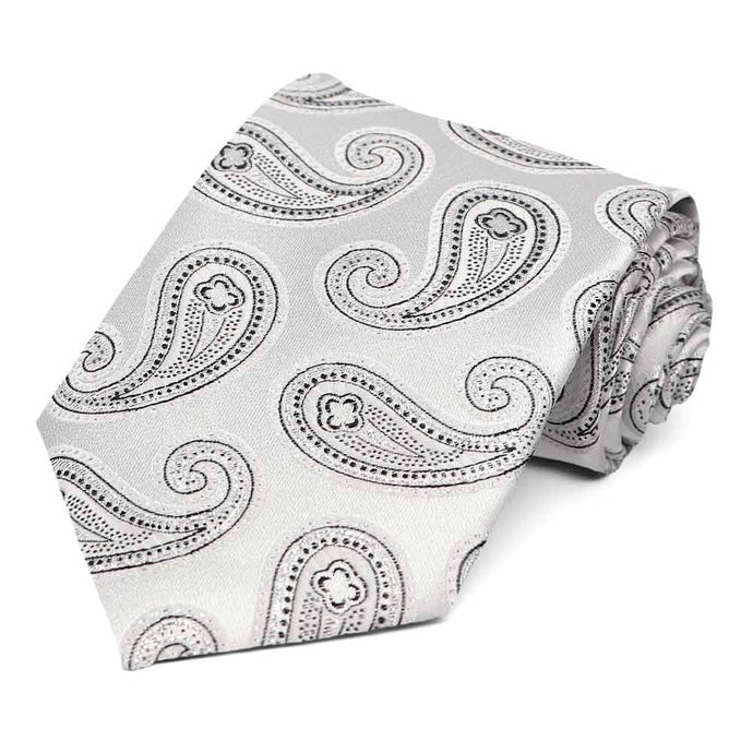 Silver Berkshire Paisley Necktie