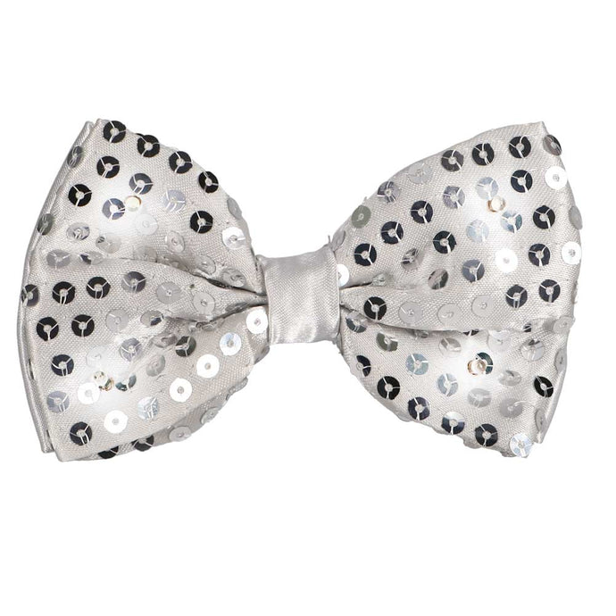Silver Sequin Light Up Bow Tie