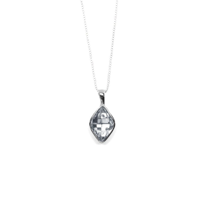Silver Rhombus Shaped Crystal Necklace