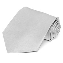 Load image into Gallery viewer, Silver Silk Extra Long Necktie
