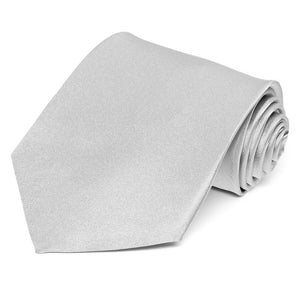 Silver Silk Extra Long Necktie