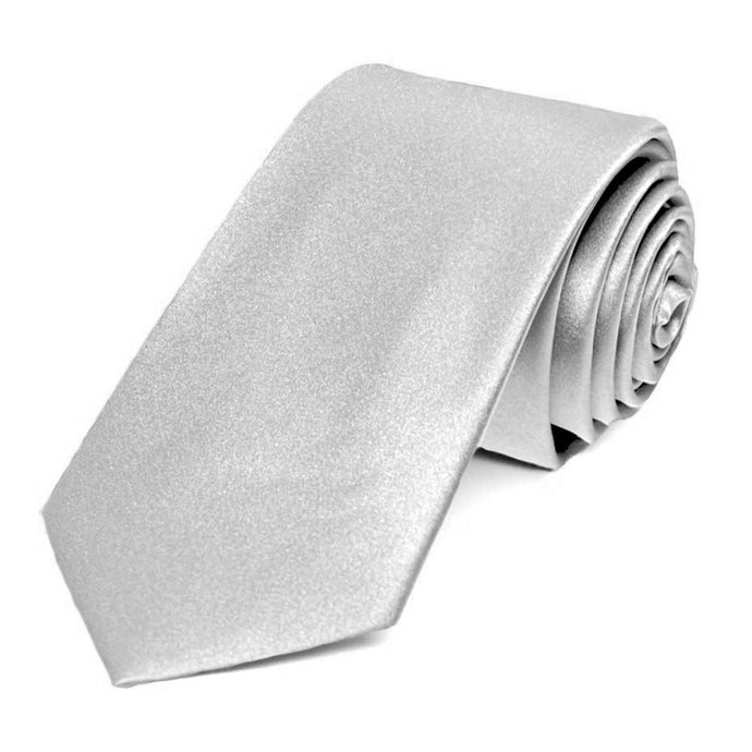 Silver Silk Slim Necktie