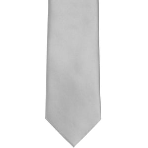 Silver solid color necktie front view