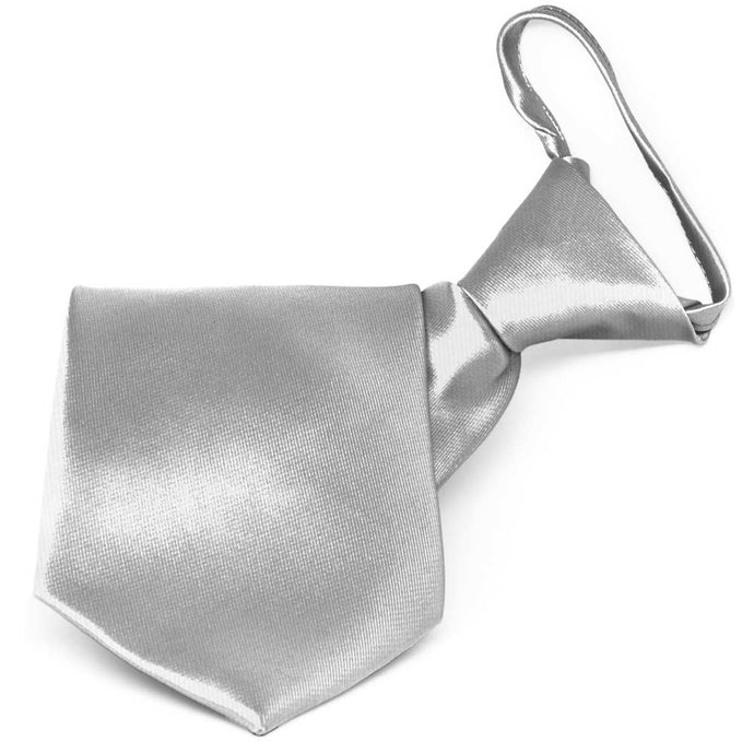 Silver Solid Color Zipper Tie