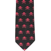 Load image into Gallery viewer, Front view of a skull and crossbones necktie