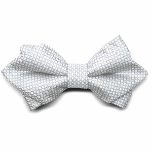 Light gray circle pattern diamond tip bow tie, front view