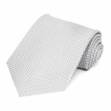 Load image into Gallery viewer, Light gray circle pattern extra long necktie, rolled to show texture