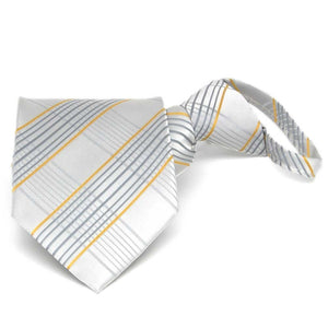 gray and yellow plaid zipper tie, folded front view