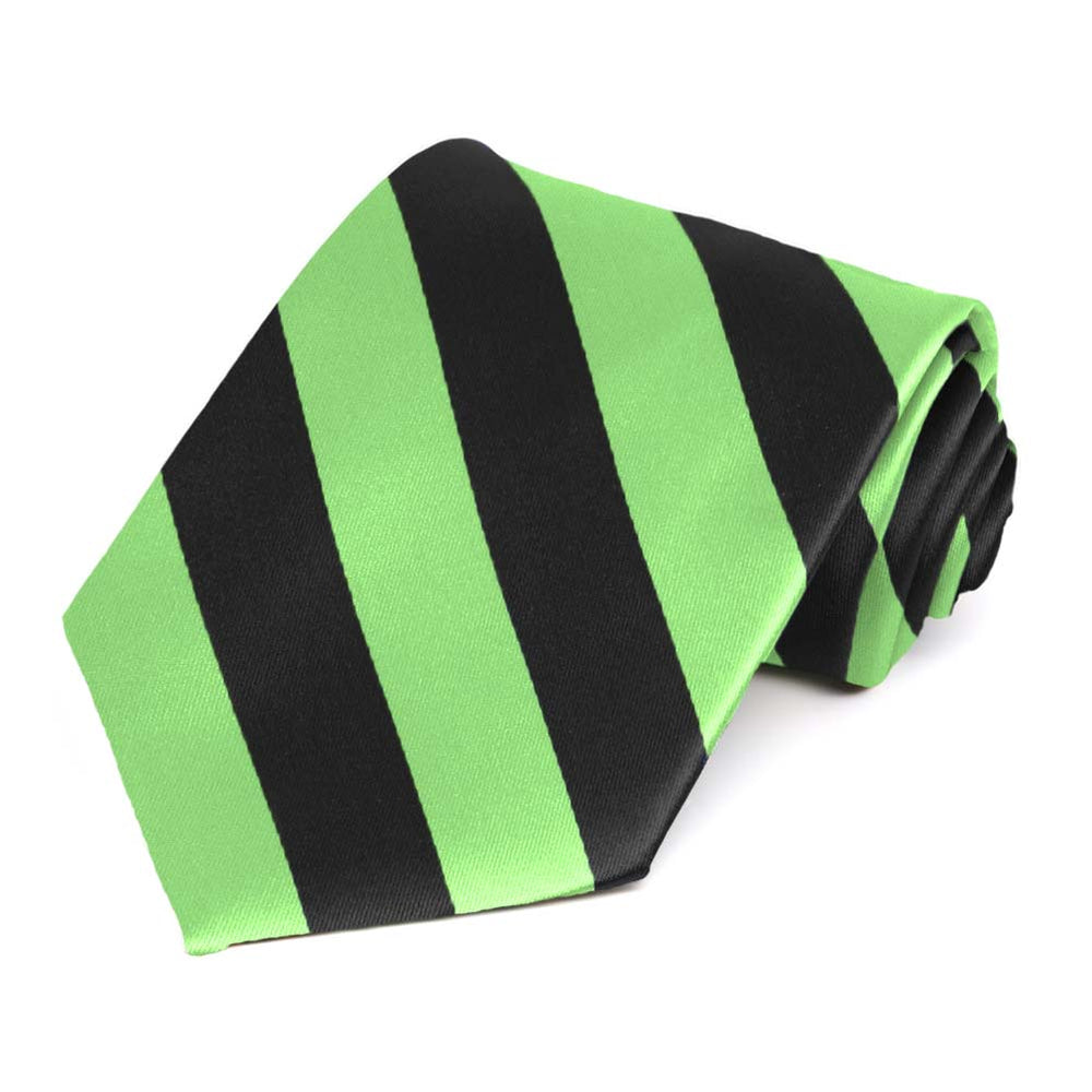 Spring Green and Black Striped Tie