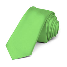Load image into Gallery viewer, Spring Green Premium Skinny Necktie, 2&quot; Width