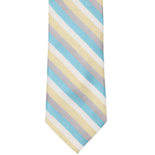 Load image into Gallery viewer, Turquoise and yellow striped tie, front view
