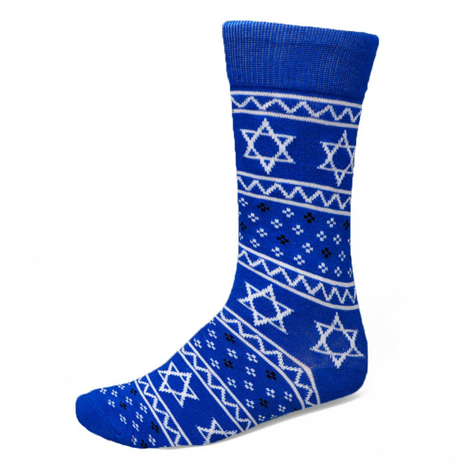 Men's star of david socks in a holiday sweater pattern