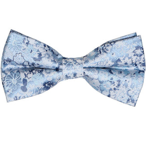 Steel blue floral pattern bow tie