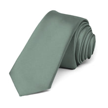 Load image into Gallery viewer, Stormy Gray Premium Skinny Necktie, 2&quot; Width