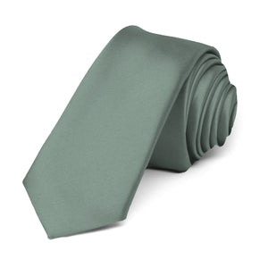 Stormy Gray Premium Skinny Necktie, 2" Width