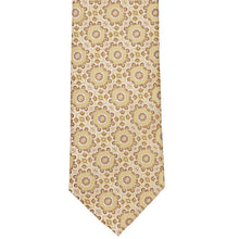 Load image into Gallery viewer, Flat front view of a tan floral necktie