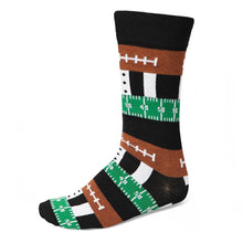 Load image into Gallery viewer, A single sock in a football themed striped design